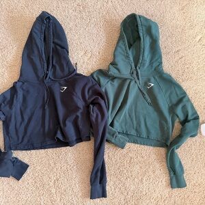 Gymshark Cropped Hoodie Duo - Black & Forest Green